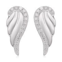 Diamond Angel Wing Stud Earrings in Platinum Over Sterling Silver 0.20 ctw