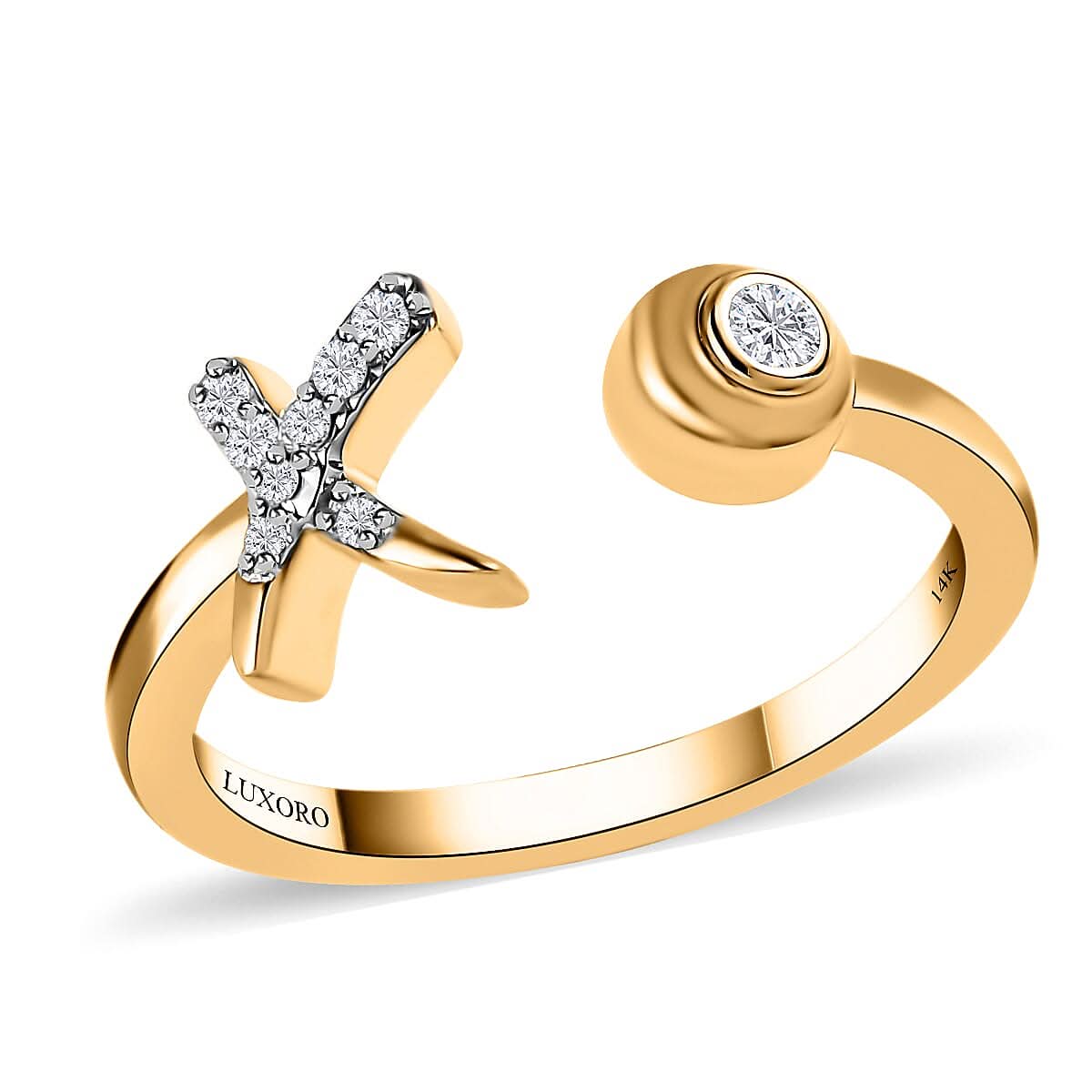 Luxoro 14K Yellow Gold Diamond (G-H, I2) Ring (Size 6.0) 0.10 ctw
