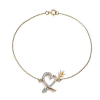 Luxoro 14K Yellow Gold G-H I2 Diamond Heart and Arrow Bracelet (7.25 In) 0.25 ctw