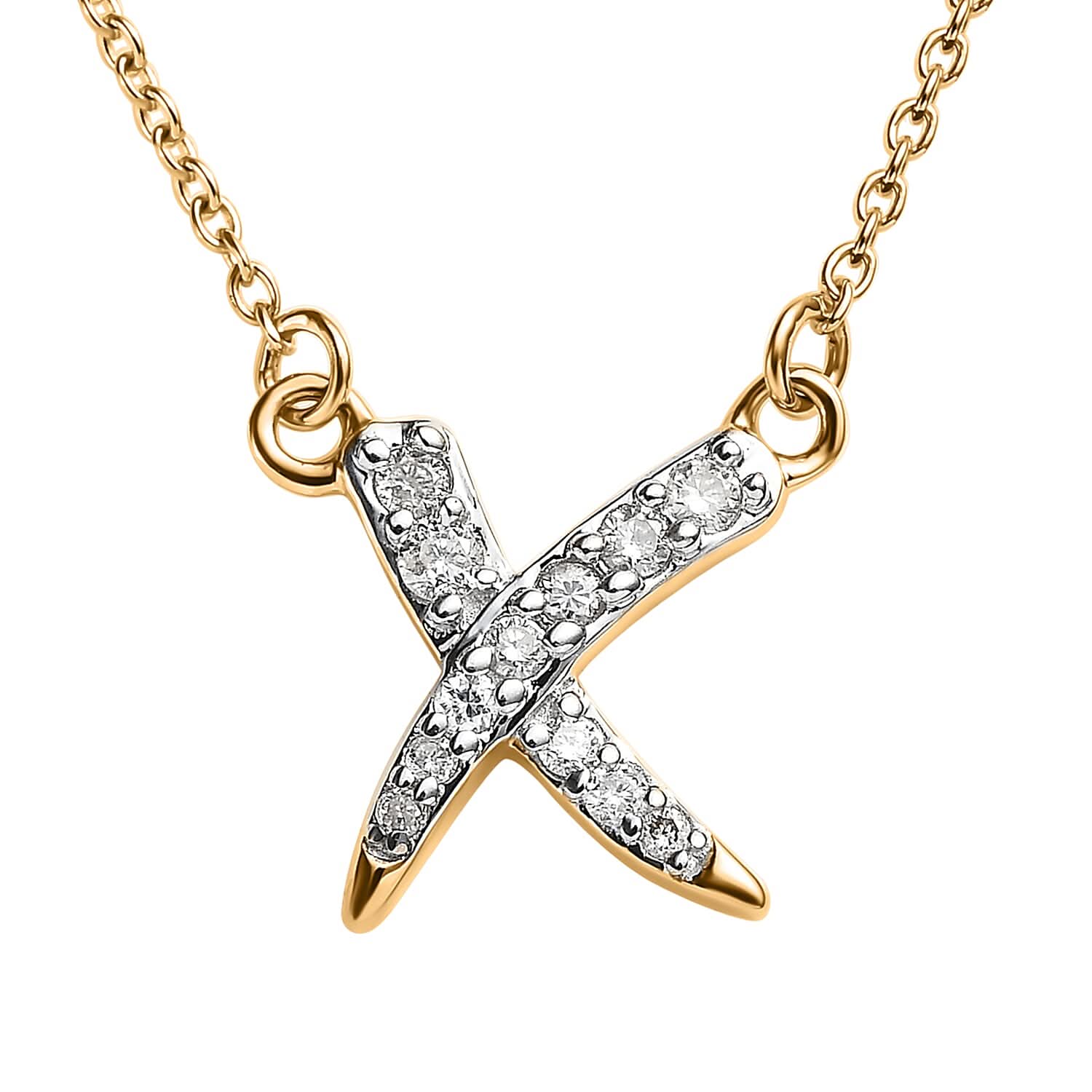 Luxoro 14K Yellow Gold Diamond G-H I2 Necklace 18 Inches 0.15 ctw
