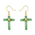 Green Jade (D) Cross Earrings in 14K Yellow Gold Over Sterling Silver 13.00 ctw - Sticky add to cart bar