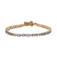 Premium Tanzanite Tennis Bracelet in Platinum Over Sterling Silver (6.50 In) 6.15 ctw