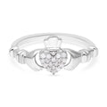 Diamond Claddagh Ring in Platinum Over Sterling Silver 0.15 ctw - Sticky add to cart bar