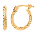 14K Yellow Gold Diamond Cut Hoop Earrings 1 Grams - Sticky add to cart bar