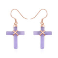 Purple Jade (D) Cross Earrings in 14K Rose Gold Over Sterling Silver 10.15 ctw - Sticky add to cart bar