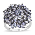 Tanzanite Cluster Ring in Platinum Over Sterling Silver (Size 10.0) 4.85 ctw - Sticky add to cart bar