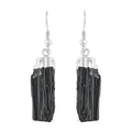 Black Tourmaline Earrings in Silvertone 28.00 ctw - Sticky add to cart bar