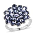 Tanzanite Cluster Ring in Platinum Over Sterling Silver 3.10 ctw - Sticky add to cart bar