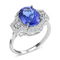 Certified and Appraised RHAPSODY 950 Platinum AAAA Tanzanite and E-F VS Diamond Halo Ring (Size 10.0) 6 Grams 5.30 ctw (Delivery in 10-15 Business Days) - Sticky add to cart bar