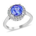 Rhapsody 950 Platinum AAAA Tanzanite and E-F VS Diamond Halo Ring (Size 10.0) 5.25 Grams 2.45 ctw - Sticky add to cart bar