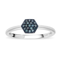 Venice Blue Diamond I1-I2 Cluster Ring in Platinum Over Sterling Silver (Size 10.0) 0.20 ctw