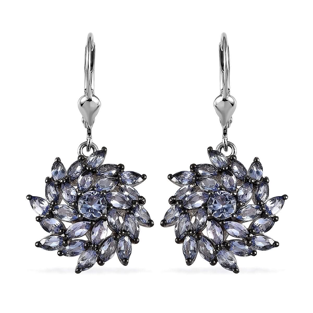 Tanzanite Floral Spray Earrings in Platinum Over Sterling Silver 5.00 ctw