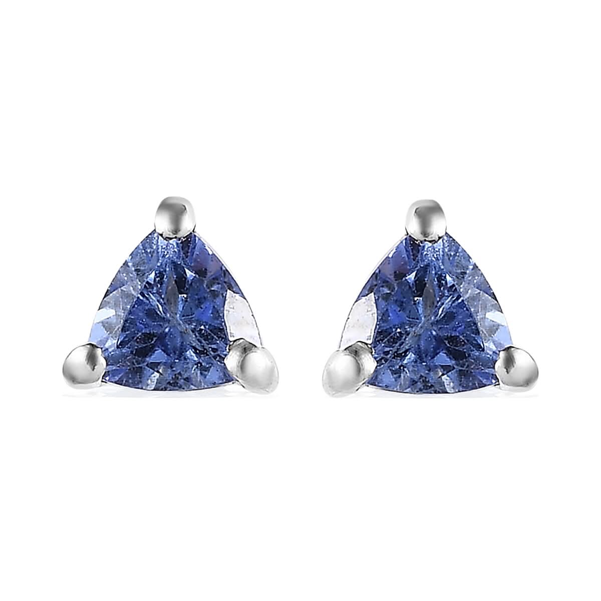 Tanzanite Solitaire Stud Earrings in Platinum Over Sterling Silver 0.50 ctw