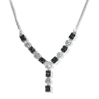Venice Blue Diamond I1-I2 and Diamond Necklace 20 Inches in Platinum Over Sterling Silver 0.75 ctw
