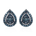 Venice Blue Diamond I1-I2 Pear Shape Stud Earrings in Platinum Over Sterling Silver 0.50 ctw - Sticky add to cart bar