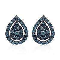 Venice Blue Diamond I1-I2 Pear Shape Stud Earrings in Platinum Over Sterling Silver 0.50 ctw