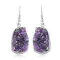 Amethyst with Druze Earrings in Silvertone 63.60ctw - Sticky add to cart bar