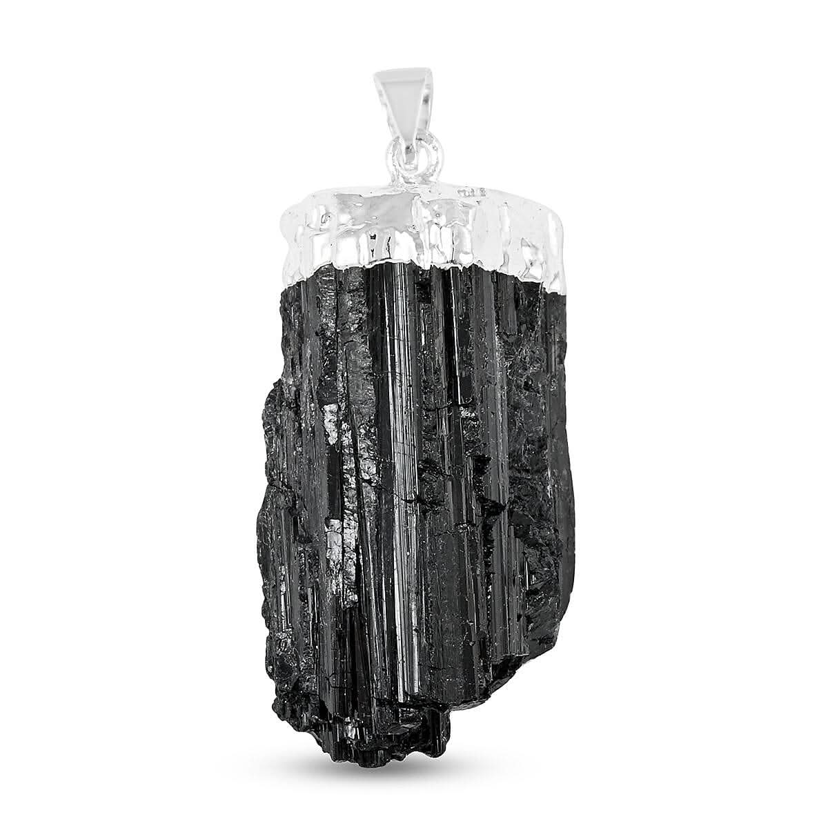 Black Tourmaline Pendant in Silvertone 100.30 ctw