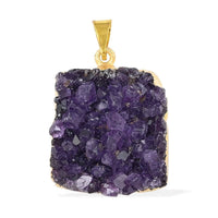 Amethyst Druze Medium Size Pendant in Goldtone 50.50 ctw