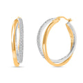 Diamond Earrings, Diamond Hoop Earrings, Twisted Hoop Earrings, Dual Tone Earrings, Vermeil YG Over Sterling Silver Earrings 0.50 ctw - Sticky add to cart bar