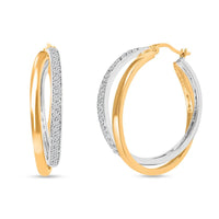 Diamond Earrings, Diamond Hoop Earrings, Twisted Hoop Earrings, Dual Tone Earrings, Vermeil YG Over Sterling Silver Earrings 0.50 ctw