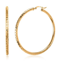 14K Yellow Gold Diamond-Cut Hoop Earrings 7.10 Grams