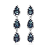 Venice Blue Diamond I1-I2 Dangle Earrings in Platinum Over Sterling Silver 0.10 ctw