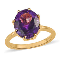 Premium Moroccan Amethyst Solitaire Ring in Vermeil Yellow Gold Over Sterling Silver (Size 10.0) 4.75 ctw