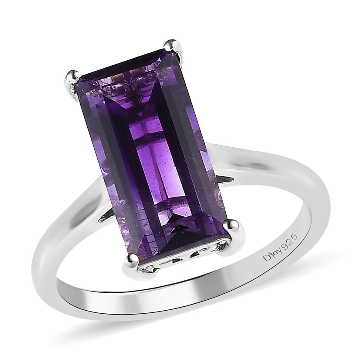 Premium Moroccan Amethyst Solitaire Ring in Platinum Over Sterling Silver (Size 10.0) 4.00 ctw
