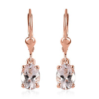 Pink Morganite Lever Back Earrings in Vermeil Rose Gold Over Sterling Silver 2.15 ctw