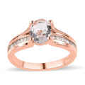 Pink Morganite and Diamond Bridge Ring in Vermeil Rose Gold Over Sterling Silver 1.15 ctw - Sticky add to cart bar
