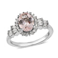 Pink Morganite and Diamond Floral Ring in Platinum Over Sterling Silver 1.25 ctw - Sticky add to cart bar