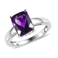 Premium Moroccan Amethyst Solitaire Ring in Platinum Over Sterling Silver (Size 10.0) 2.10 ctw
