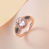Pink Morganite, Natural Champagne and White Diamond Sunburst Ring in Vermeil Rose Gold Over Sterling Silver 1.35 ctw