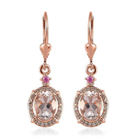Pink Morganite and Multi Gemstone Lever Back Earrings in Vermeil Rose Gold Over Sterling Silver 2.50 ctw