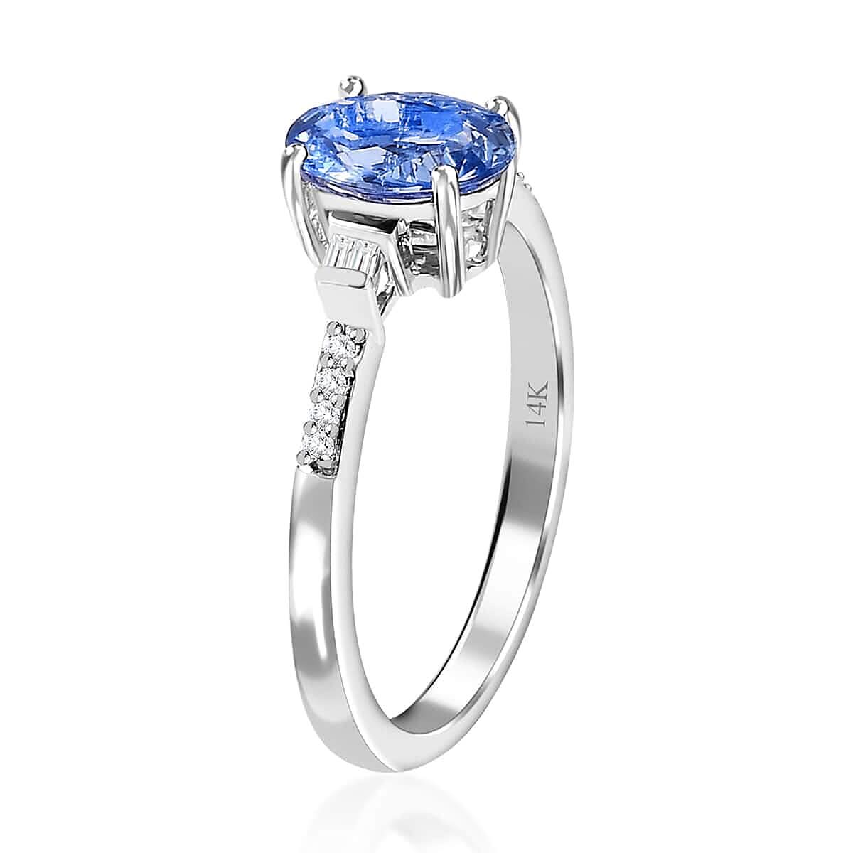 Luxoro 14K White Gold AAA Ceylon Blue Sapphire and G-H I3 Diamond Ring 1.40 ctw (4)