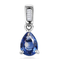 Luxoro AAA Ceylon Blue Sapphire and G-H I3 Diamond 0.85 ctw Pendant without Chain in 14K White Gold