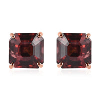 Luxoro 10K Rose Gold Asscher Cut Premium Pink Zircon Solitaire Stud Earrings 3.50 ctw