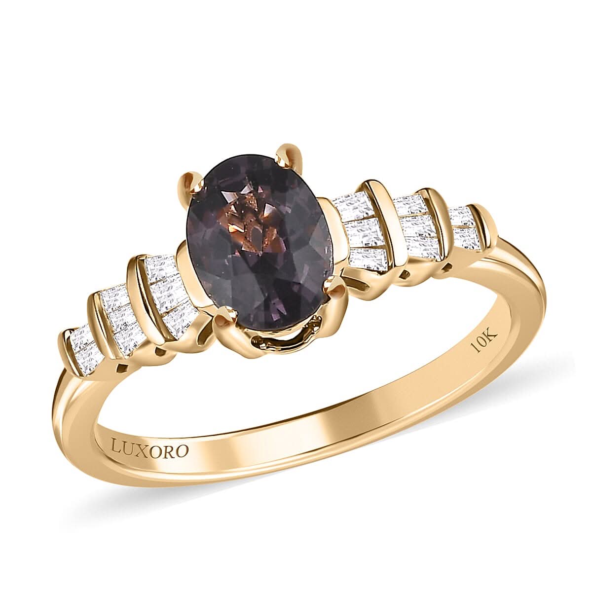 Luxoro 10K Yellow Gold Premium Lavender Spinel and Diamond Ring (Size 9.0) 1.00 ctw