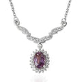 Tanzanian Lavender Spinel and White Zircon 1.15 ctw Sunburst Necklace 18-20 Inches in Platinum Over Sterling Silver - Sticky add to cart bar