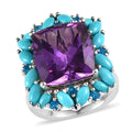 Lab Grown Color Change Sapphire and Multi Gemstone Ring in Platinum Over Sterling Silver 15.25 ctw - Sticky add to cart bar