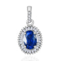 Luxoro 10K White Gold AAA Ceylon Blue Sapphire and Diamond Halo Pendant 1.25 ctw - Sticky add to cart bar