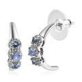 Ceylon Blue Sapphire and White Zircon J-Hoop Earrings in Platinum Over Sterling Silver 1.10 ctw - Sticky add to cart bar