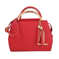 Orange Faux Leather Shoulder Bag with tassels (9.84""x7.87""x3.54"") - Sticky add to cart bar
