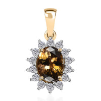 Luxoro 10K Yellow Gold Premium Golden Tanzanite, Moissanite Sunburst Pendant 1.40 ctw