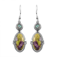 Artisan Crafted Tasmanian Stichtite and Ethiopian Welo Opal Earrings in Sterling Silver 9.50 ctw