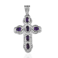 Amethyst Cross Pendant in Platinum Over Copper 2.60 ctw - Sticky add to cart bar
