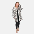 Tamsy White with Brown Leopard Pattern Winter Outfit with 2 Pocket - One Size Fits Most - Sticky add to cart bar