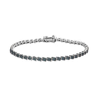 Venice Blue Diamond I1-I2 Tennis Bracelet in Platinum Over Sterling Silver (7.25 In) 1.50 ctw