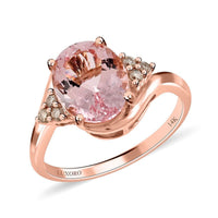 Luxoro 14K Rose Gold AAA Palmeiras Pink Morganite and G-H I2 Diamond Ring (Size 10.0) 2.50 ctw